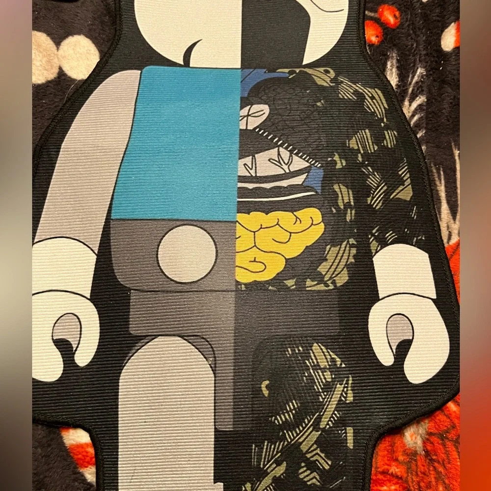 BearBrick NWOT Custom Rug Black/ Silvert